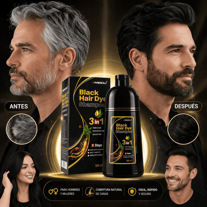 Black Hair Dye Shampoo 3 en 1